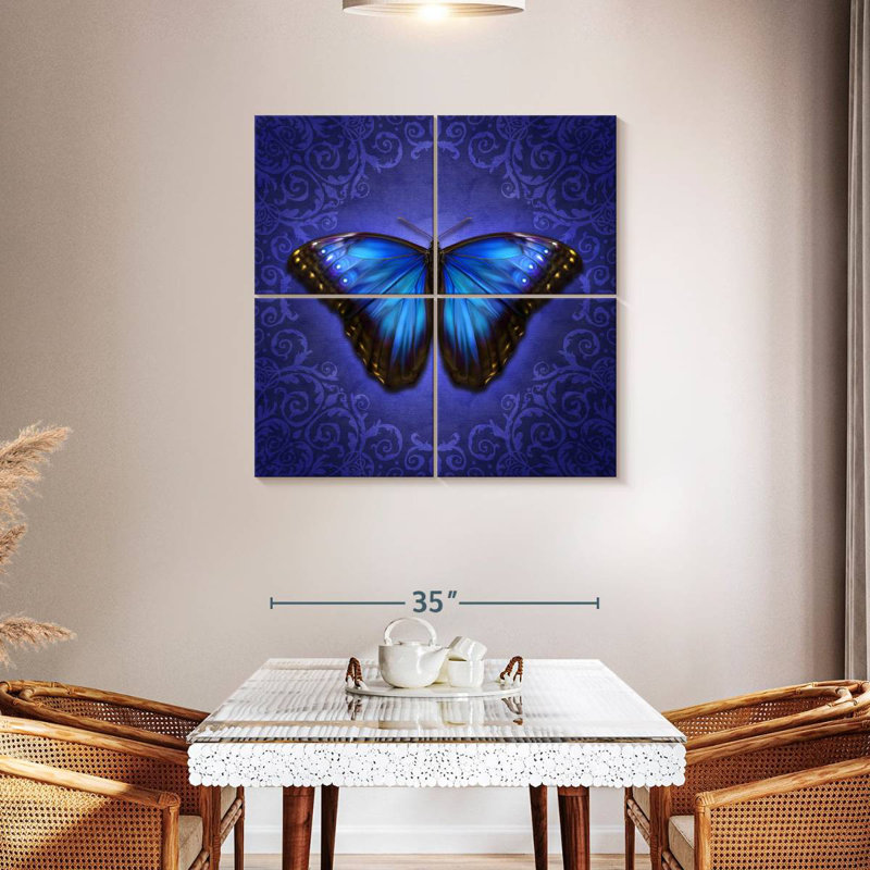 Brampt papillon Morpho bleu brillant, H 38 po x l 38 po