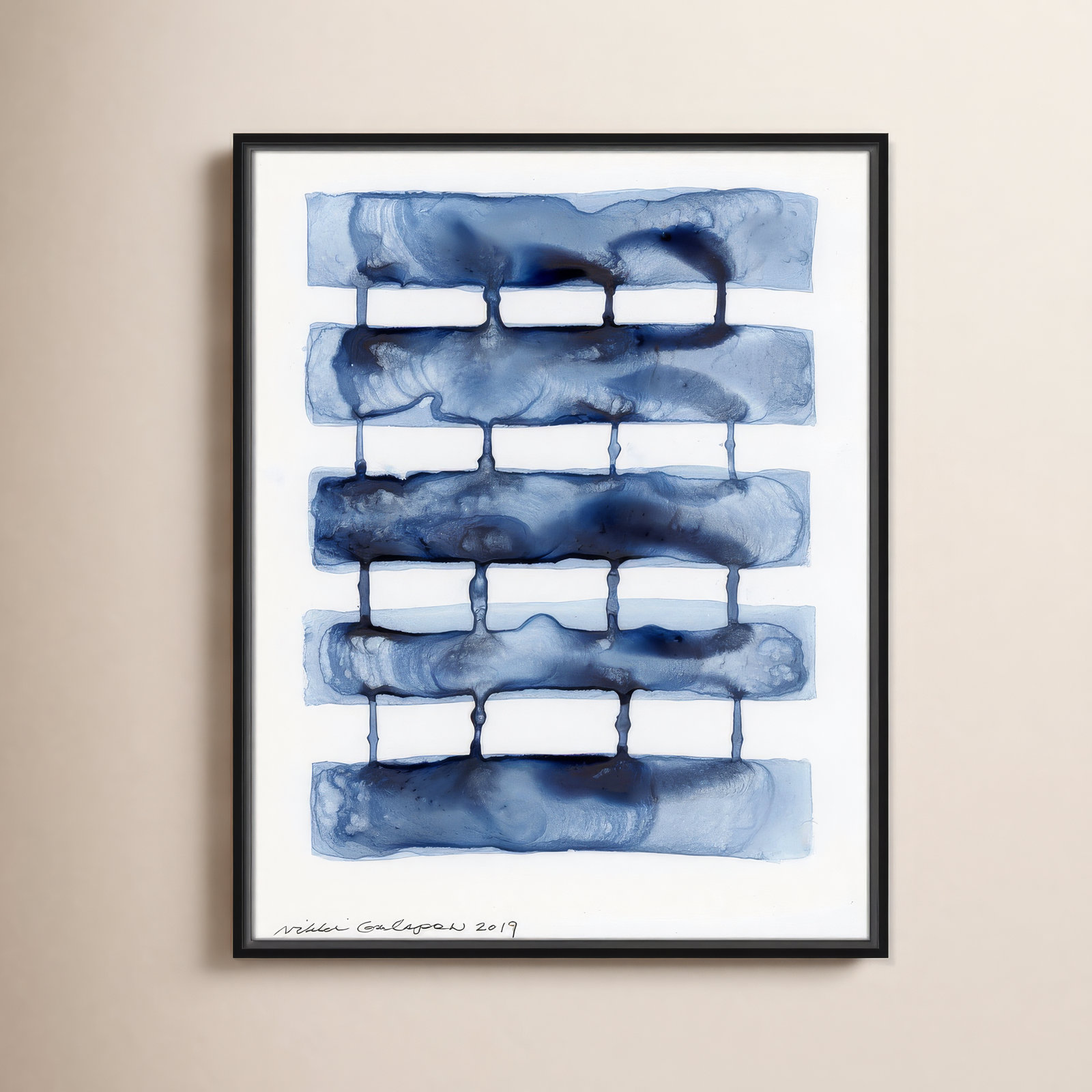 Stitched Together I by Nikki Galapon - Solid Wood Rectangle Print Single Piece Item on Canvas, Black Framed Canvas