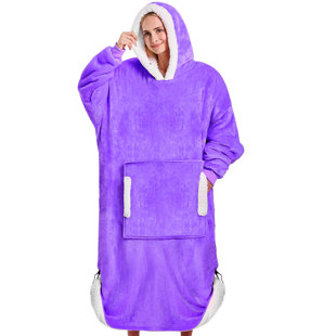 Wearable Blanket Sweatshirt Gifts for Women and Men, Warm and Cozy Giant Blanket Hoodie, Thick Flannel Blanket with Sleeves and Pocket