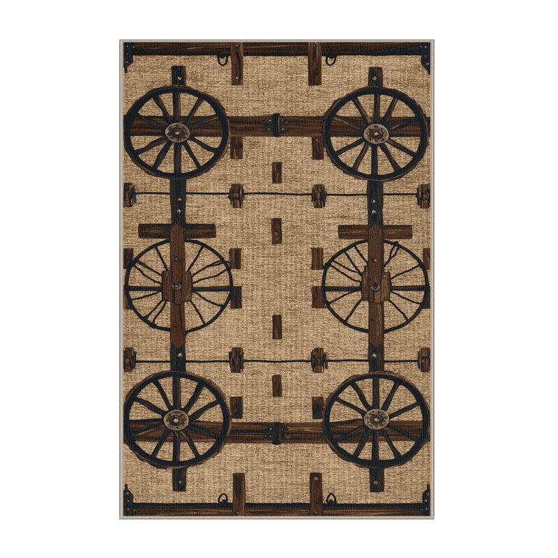  Washable Farm Wagon Farm Area Rug, Rectangle 8' x 10'