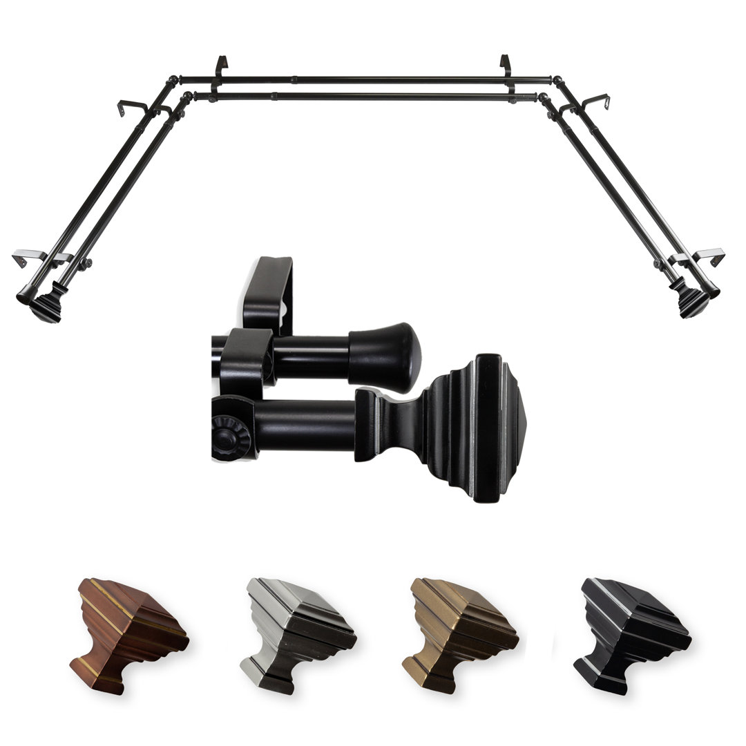 Steel Adjustable Bay Window Double Curtain Rod Rod Desyne 