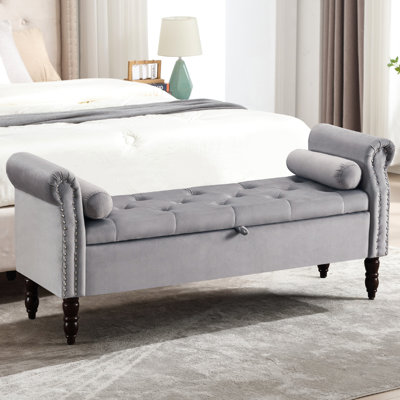 Gelson Velvet  Upholstered  with Arms Storage Bench
