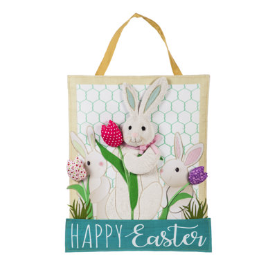 Décoration de porte lapin trio