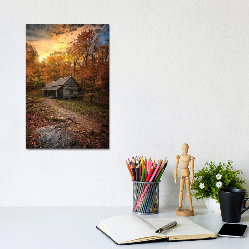 Sunset Near The Log Cabin by Jonathan Ross Photography - Wrapped Canvas Print, 20.32 cm H x 30.48 cm W