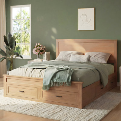 Structure de lit plateforme en bois avec 6 tiroirs, lit de rangement, aucun sommier nécessaire