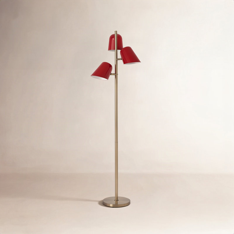 Lampe Culver Tree, laiton vieilli, abat-jour rouge cramoisi, Rouge