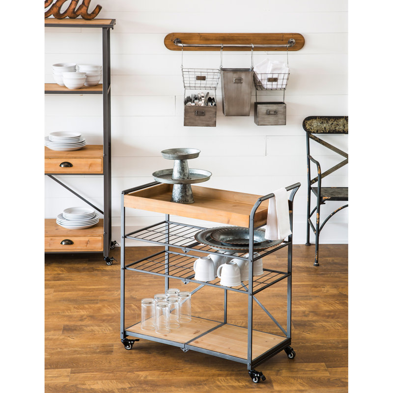 Chariot-bar pliant en bois Dovenby