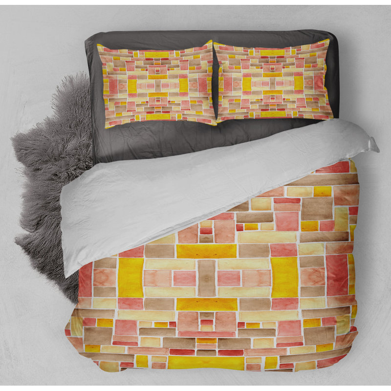 Velvet Twill Geometric Shapes Comforter, Queen Comforter + 2 Standard Pillowcases