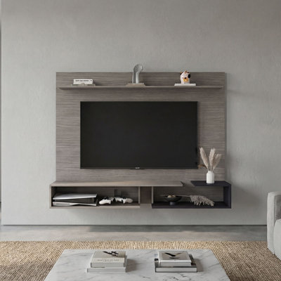 Aurevon 65" Floating Tv Panel – Modern Entertainment Center With Storage Shelves