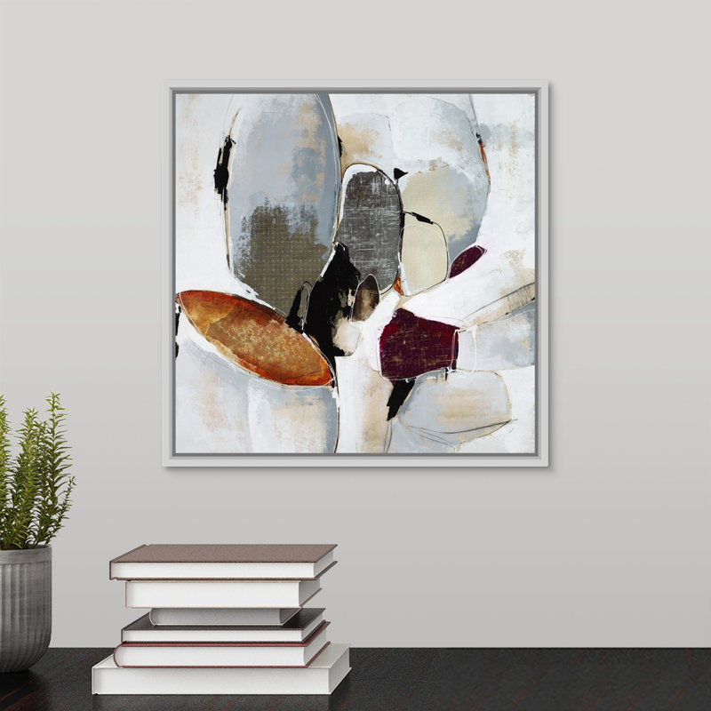 «Lost in the Moment», peinture sur toile, H 13,7 po x l 13,7 po x P 1,75 po, Cadre flottant blanc