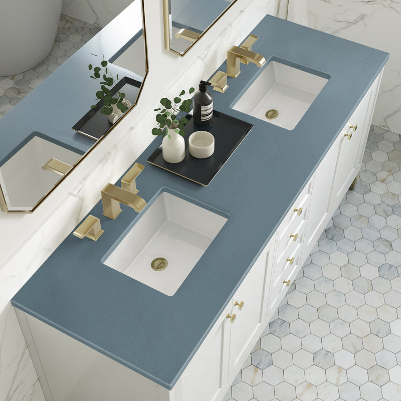 Chicago 72'' W Double Vanity, Glossy White, Phantome Eclos, 8" Widespread