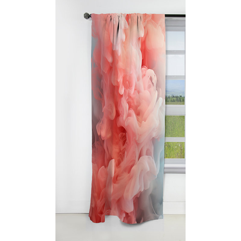Panneau de rideau abstrait, motif occultant rose fumée - Éclat polaire rose fumée I, L 52 po x L 84 po