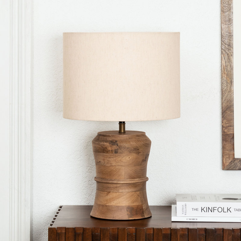 Patriana 21"H Modern Bedside Wood Base Table Lamp