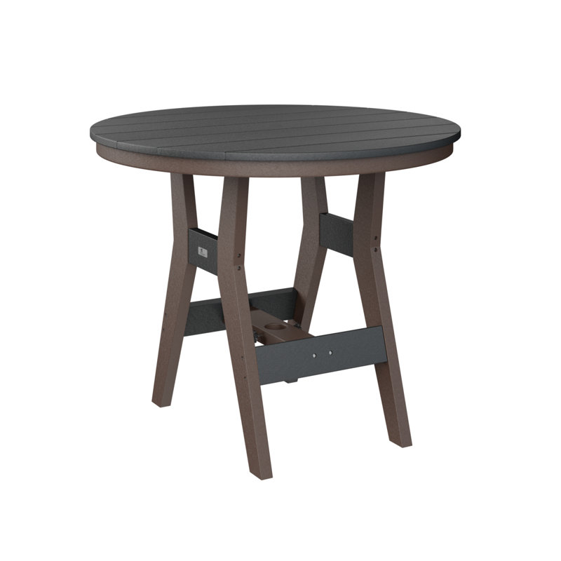 Harbor Outdoor Round Dining Table, Chocolate Brown, Seashell