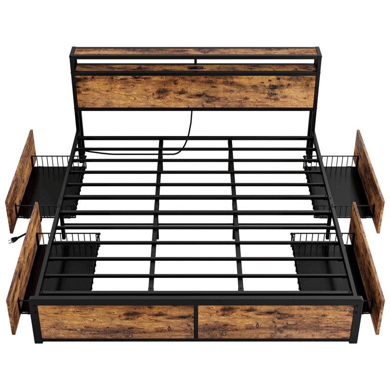 Stouffer Metal Platform Storage Bed, Brown