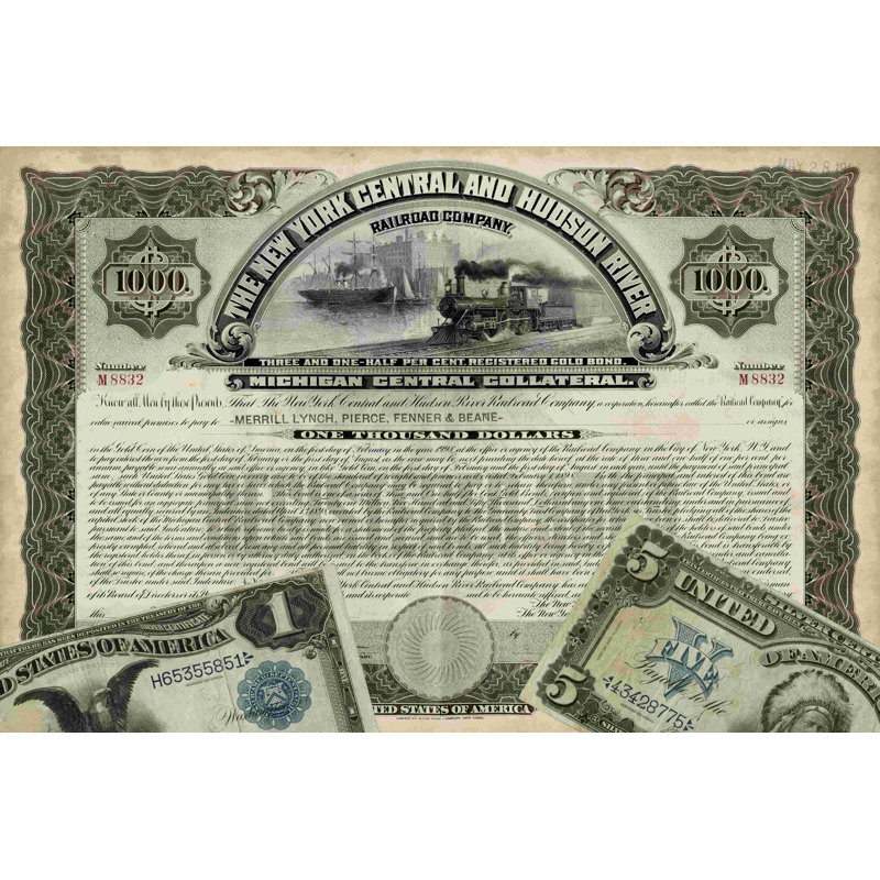 Antique Stock Certificate I, 8" H x 12" W  