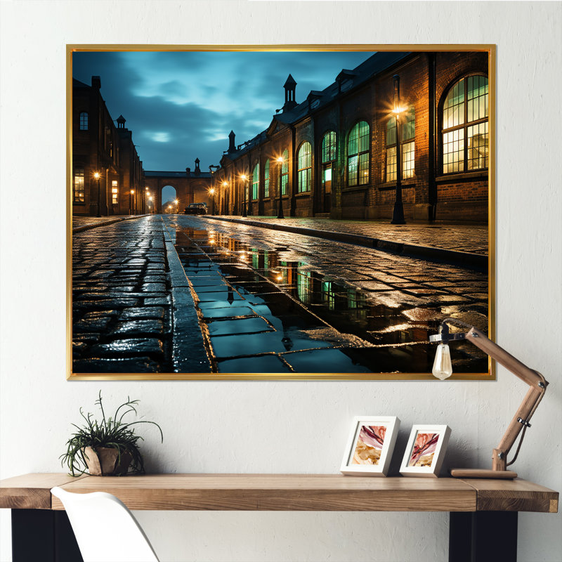 Turquoise crépuscule industriel, Black Picture Framed, 12" H x 20" W