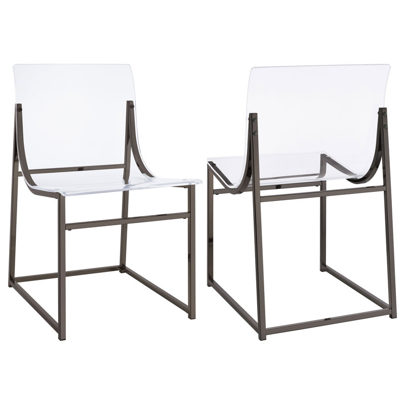 Eisinger 17.75'' H Metal Side Chair, Clear/Silver