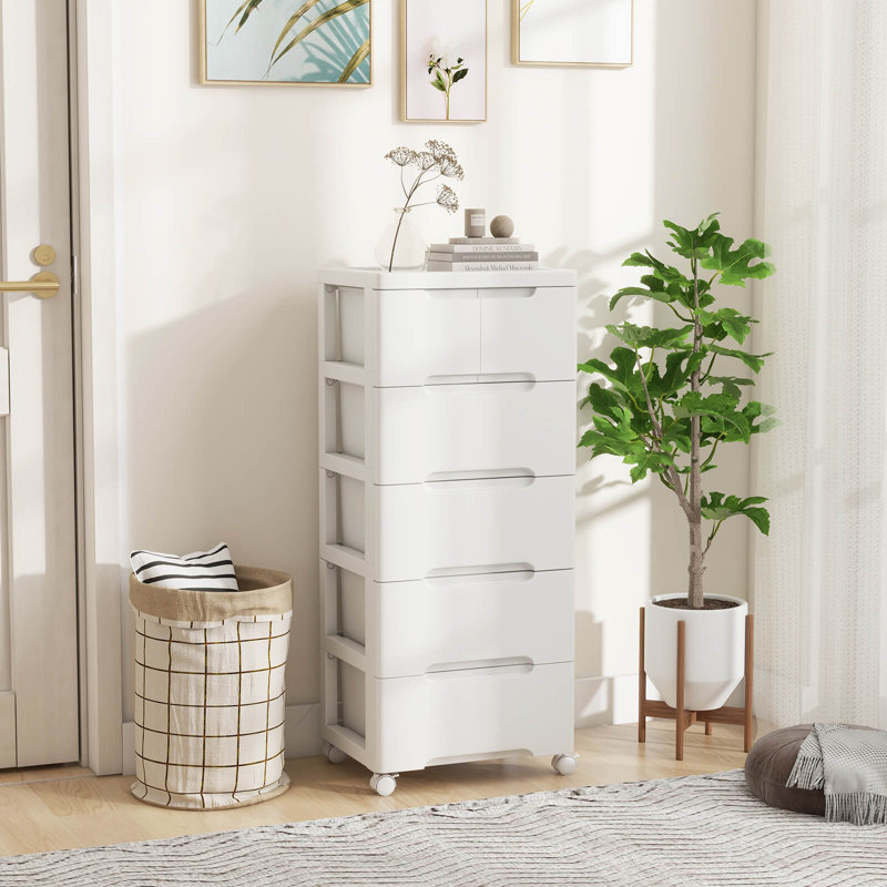 Chariot de rangement roulant en plastique 6 pièces avec 4 roulettes Rebrilliant
