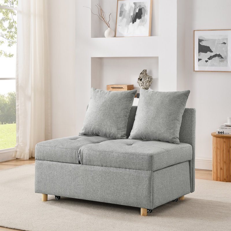 Modern Style Design Convertible Living Room Sofa, Gray Linen