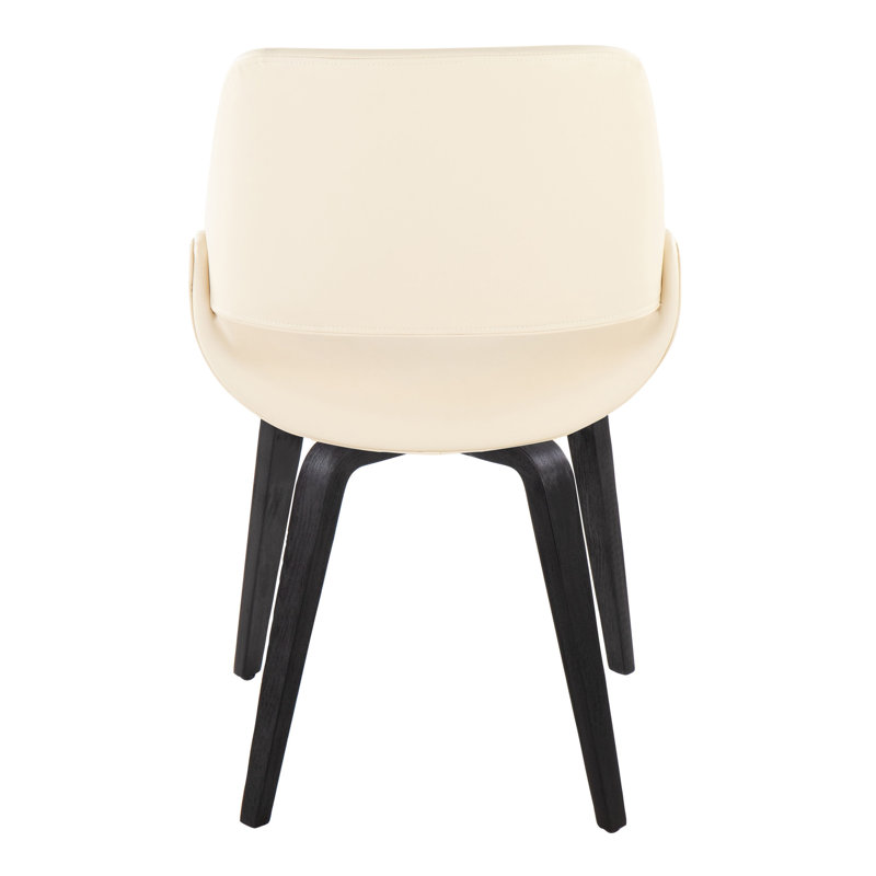 Linnetta 19.25'' H Upholstered Side Chair, Black Bent Wood, Cream Faux Leather