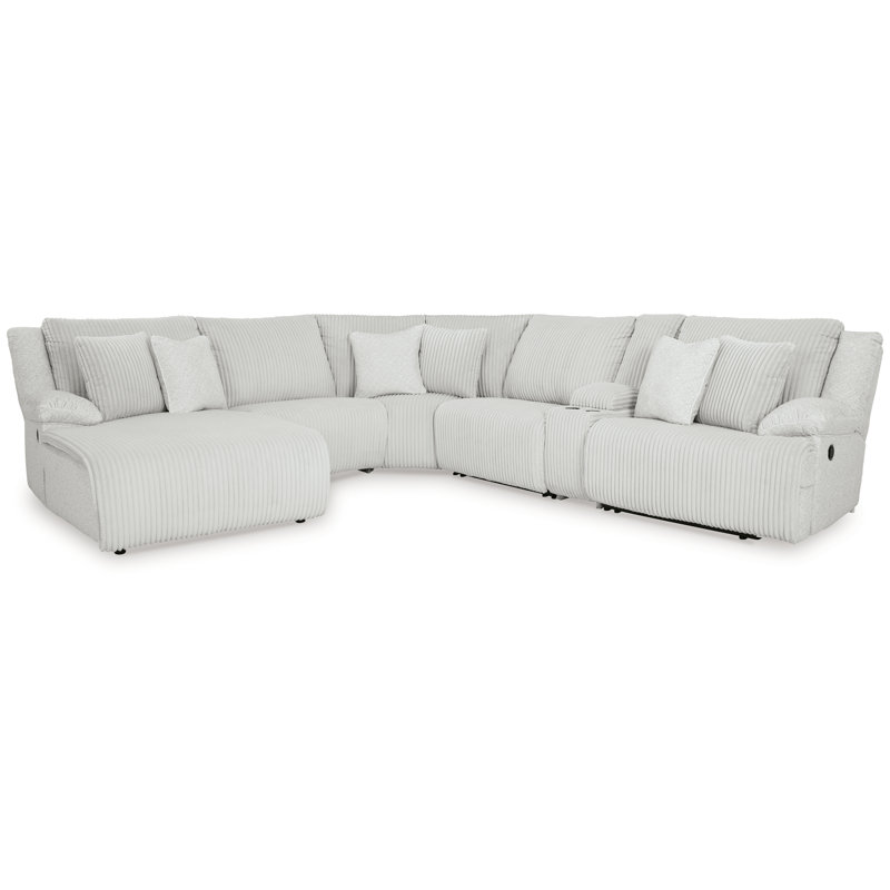 Canapé modulaire inclinable 6 pièces avec méridienne, Orienté à gauche (vu de face), Polyester blanc