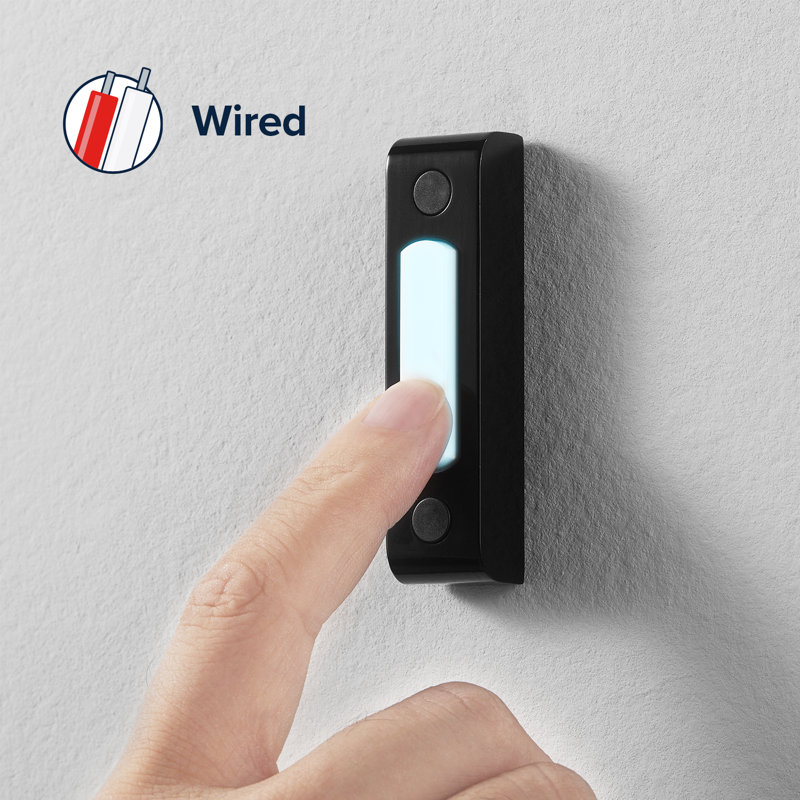 Heath Zenith Black Metal Wired Lighted Push Doorbell Button