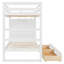 Lit superposé simple au-dessus de simple avec escalier et 2 tiroirs, lit superposé avec rangement pour enfants, blanc-132280944