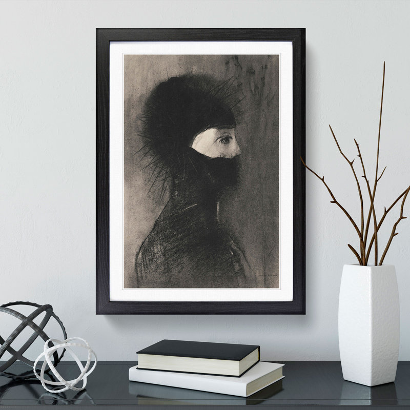 Armour by Odilon Redon - Picture Frame Painting, 65cm H x 48cm W x 2cm D, Black