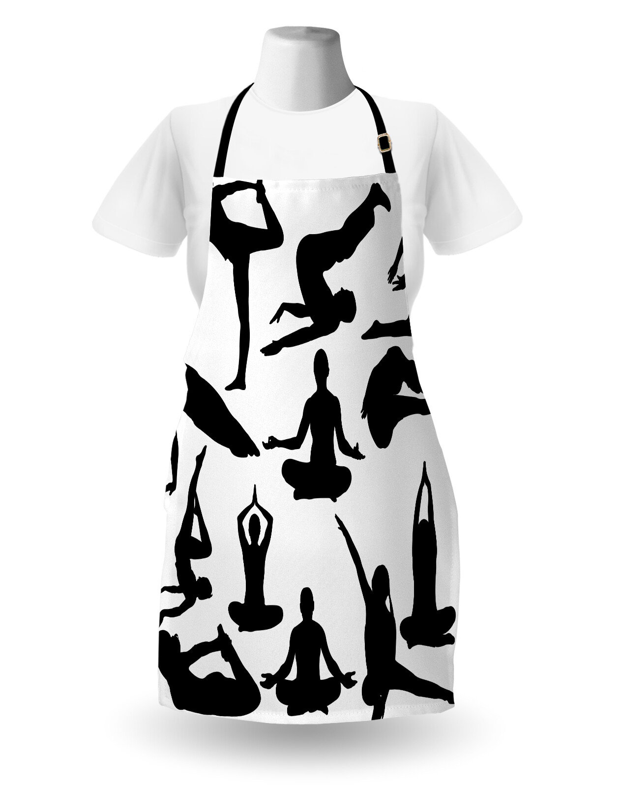 East Urban Home Spa Apron Unisex, Yoga Postures Body, Adult Size, Black