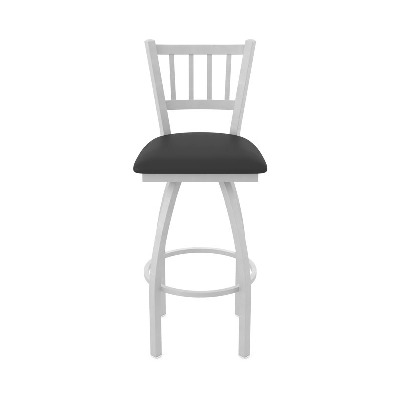 810 Contessa Swivel Stool, Vinyl-Black Vinyl, Anodized Nickel, Extra Tall (36" Seat Height)