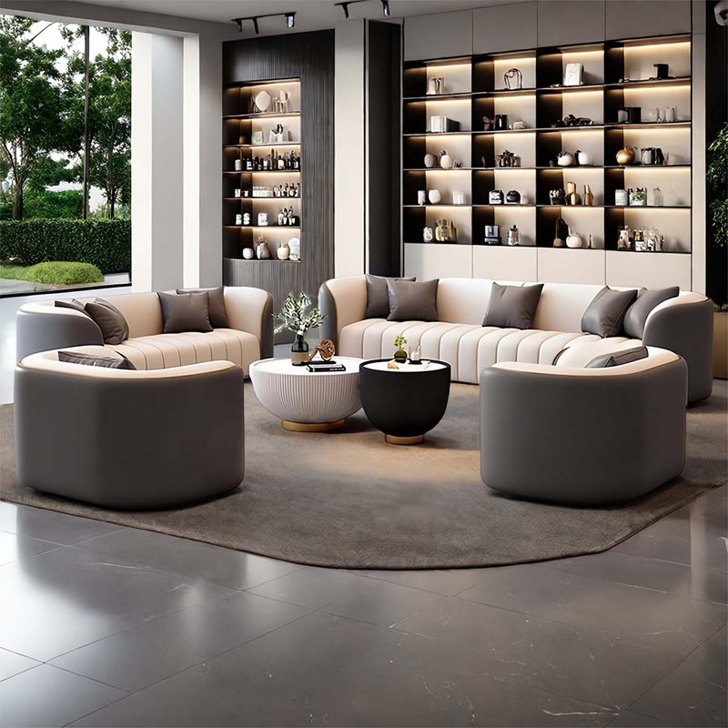 Business Reception Sofa Set in Sober Gray