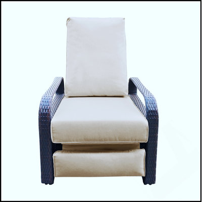 Outdoor Recliner, Automatic Adjustable Wicker Lounge Chair With Thick Cushion And All-Weather Aluminum Frame