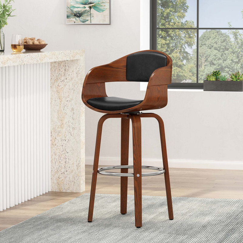 Tabouret tournant Mid-Century, Noir