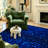 Blue Cobalt Water Drop Abstract Wet Backdrop Bright Machine Washable Indoor Area Rug-129431022