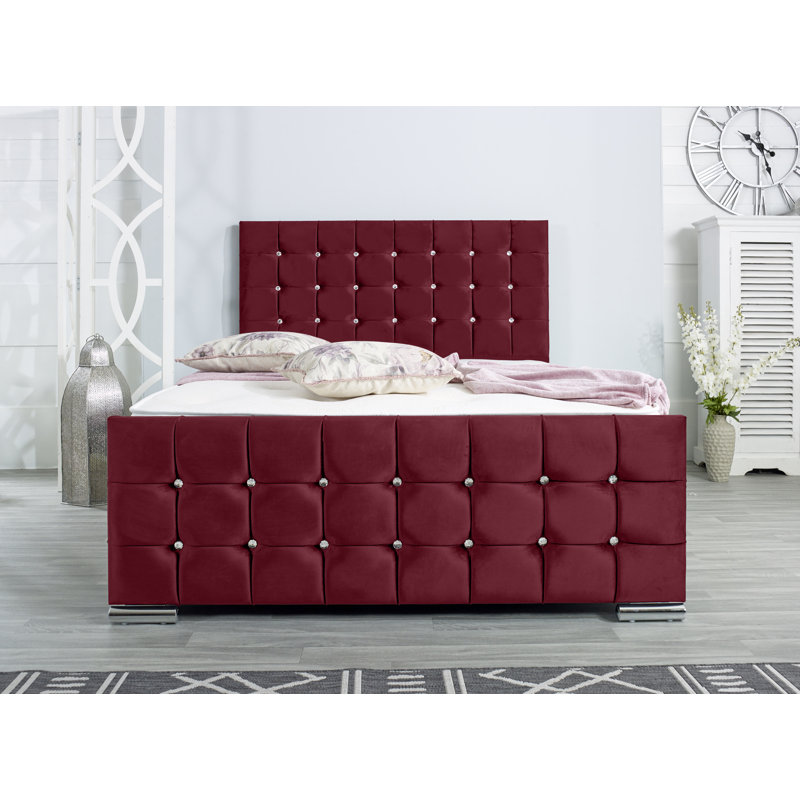 Lexington Upholstered Bed Frame, Double (4'6), Maroon