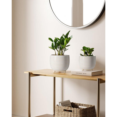 Pots à plantes en céramique, pots à pied pour plantes, pots à fleurs modernes pour la maison et le bureau, jardinières d'intérieur avec drainage, glacis réactif
