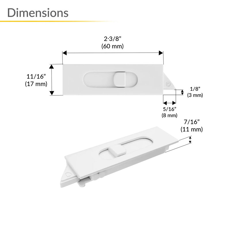 Silver Line Snap-In Tilt Latch 85 Series, ensemble de gauche et de droite, blanc