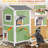 Insulated Outdoor Cat House, Weatherproof 2-Story Feral Shelter with Escape Doors, Green
