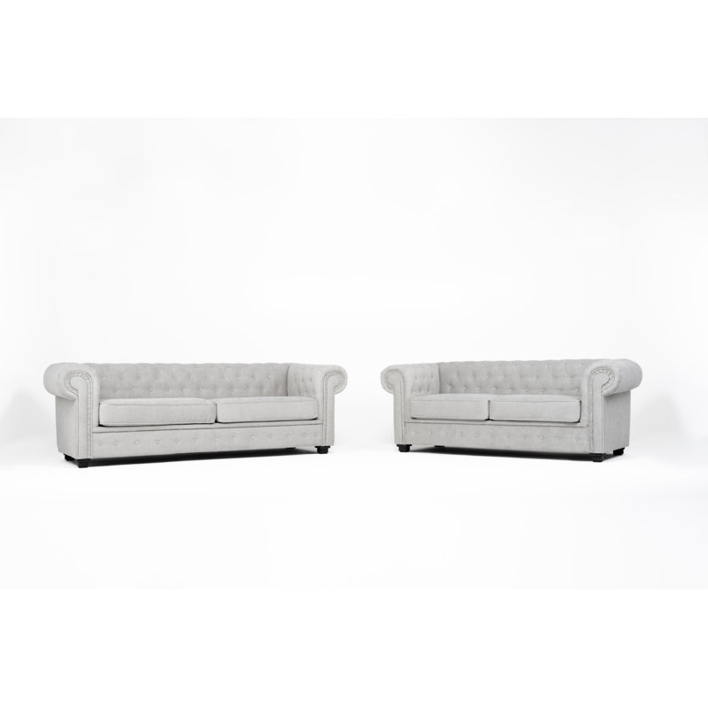 Allegra 2 Piece Sofa Set, Light Grey
