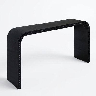 Minimalist Curved Waterfall Console Table with Wood Bead Trim,  Entryway Accent Table for Foyer, Hallway