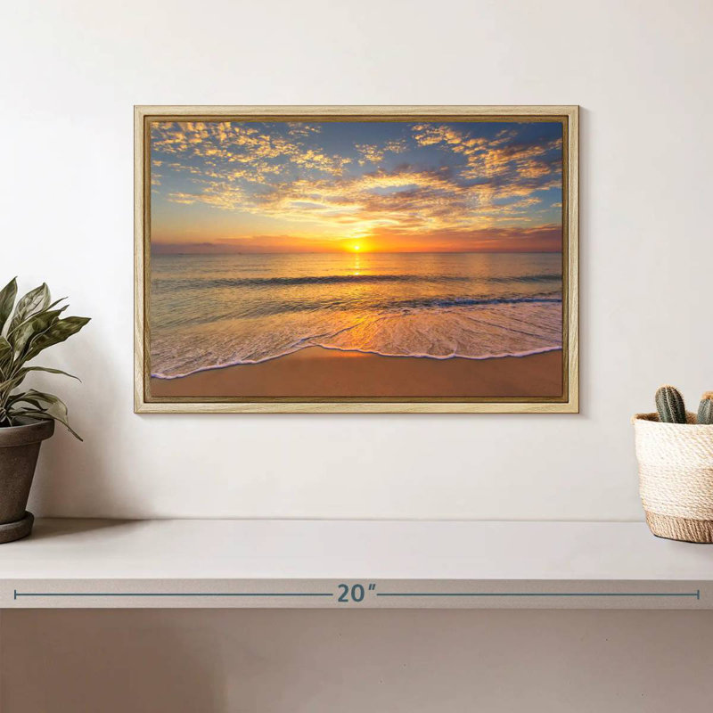 Vue apaisante sur l'océan, Cadre flottant en bois naturel, 13 po x 9 po