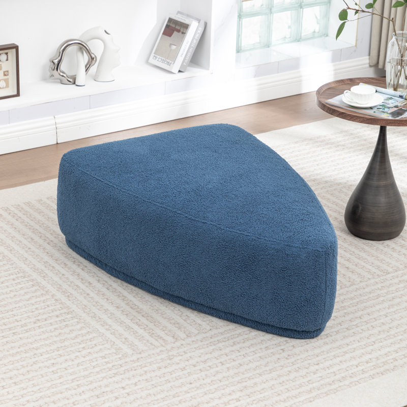 Sam Faux Fur Upholstered Ottoman, Navy