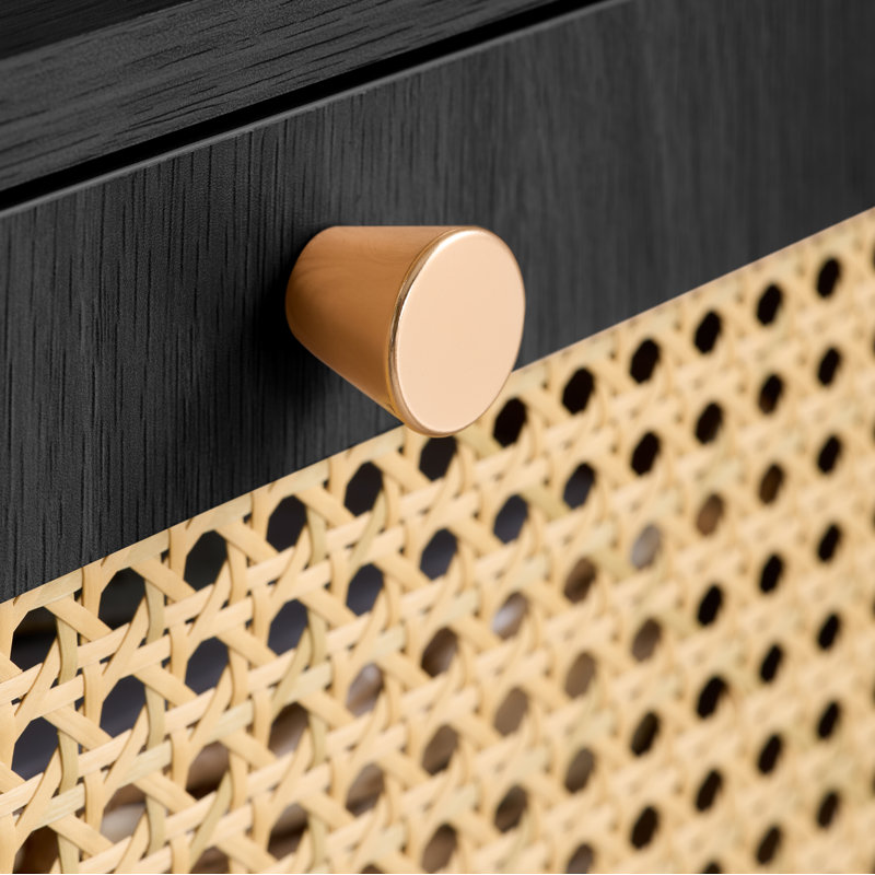 Noemi Rattan Console Table 100CM Width, Black