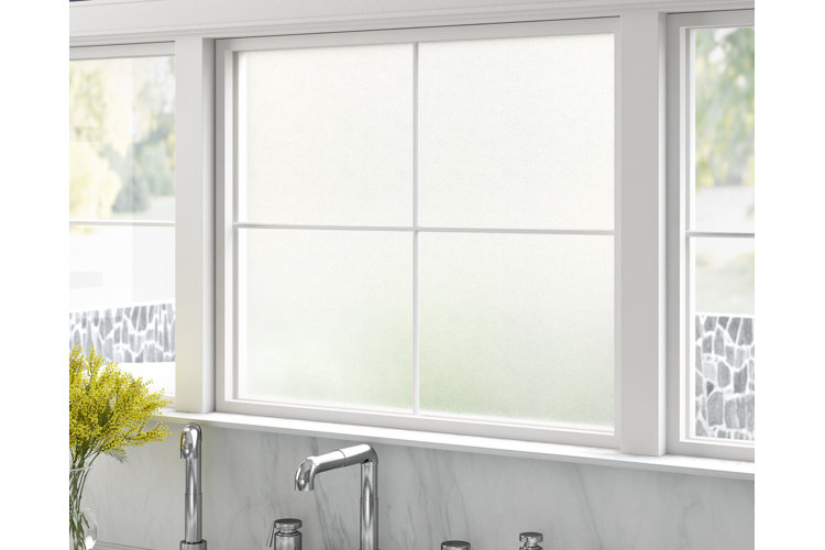 Kitchen sink window with frosted glass.