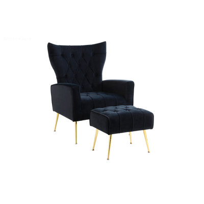 Upholstered Single Chair Modern Accent Chair With Ottoman Comfy Armchair