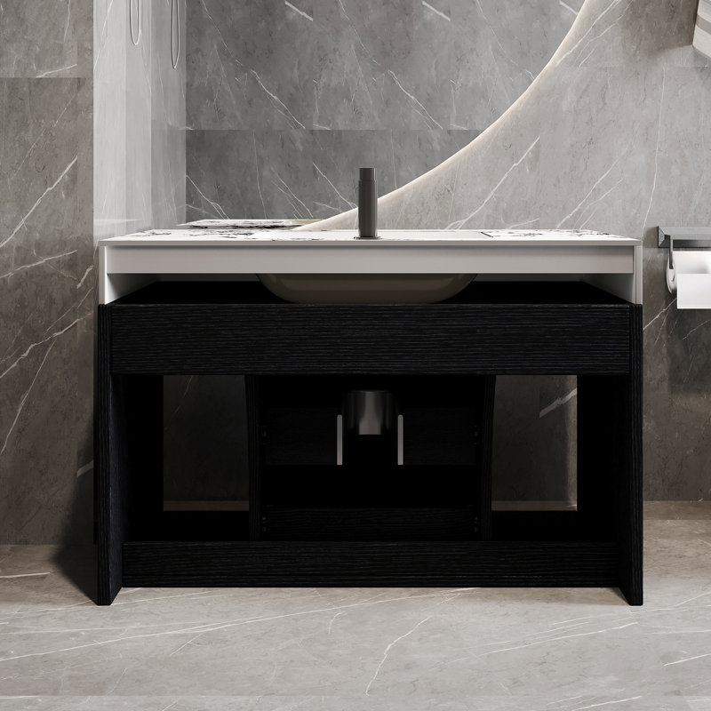 Meuble-lavabo flottant 30 po Mordern, Noir