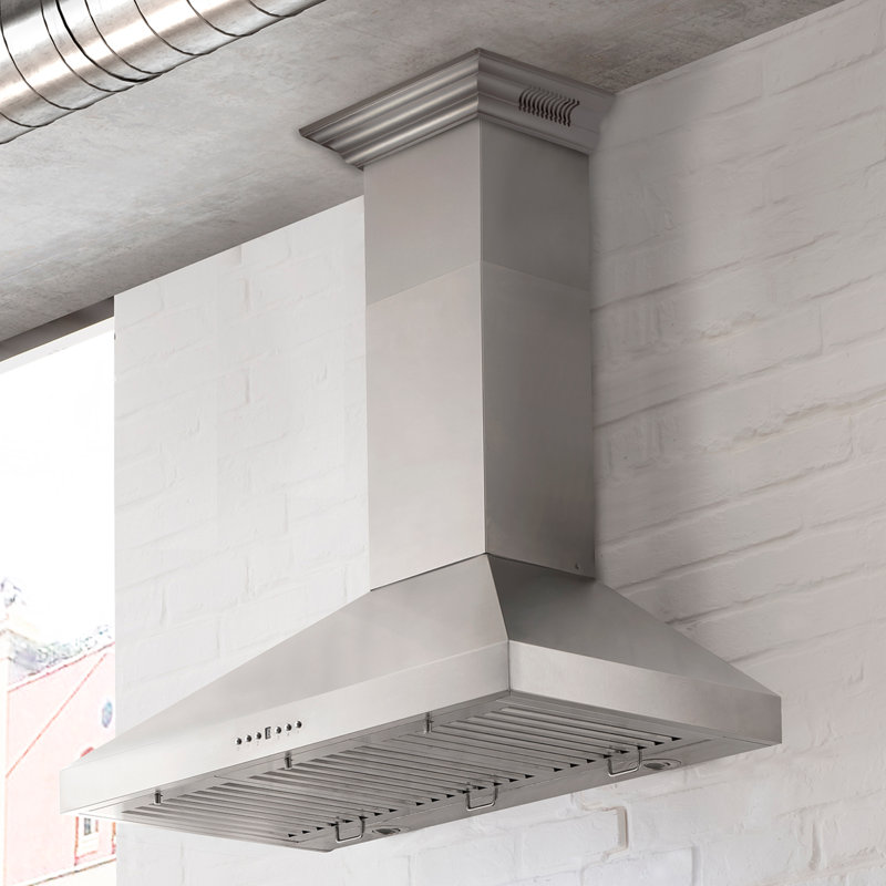 36" Crown Sound 400 CFM Ducted Wall Mount Range Hood in Stainless Steel with Wi-Fi, 36"