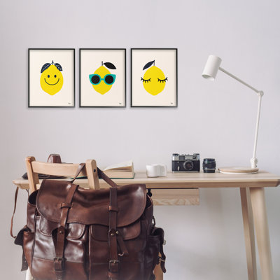 «Hip Summer Lemon faces», ensemble de 3 estampes numériques par Jessica Beck