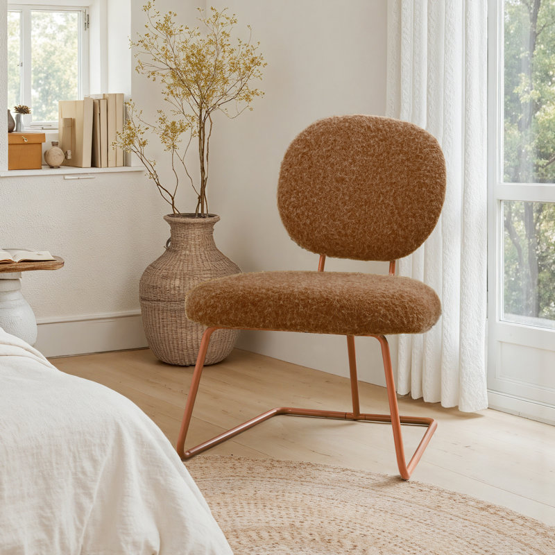 Striking Armless Accent Chair, Orange Polyester